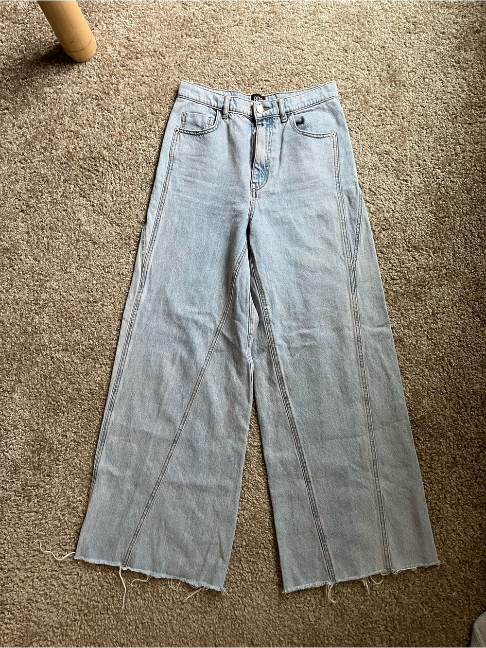 BDG Light Blue Wide-Leg Jeans with Raw Hem